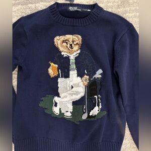 Ralph lauren polo navy sweater with bear size medium
